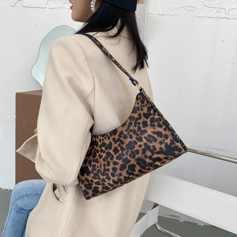 Mini Cow Pattern Crescent Bag Shoulder Semicircle Portable Messenger Bag