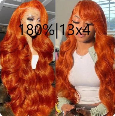 Long Curly Hair Fluffy Curly Hair Orange Big Wave Real Hair Headband For Women