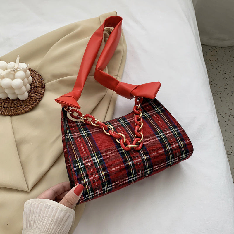 Summer plaid French shoulder bag