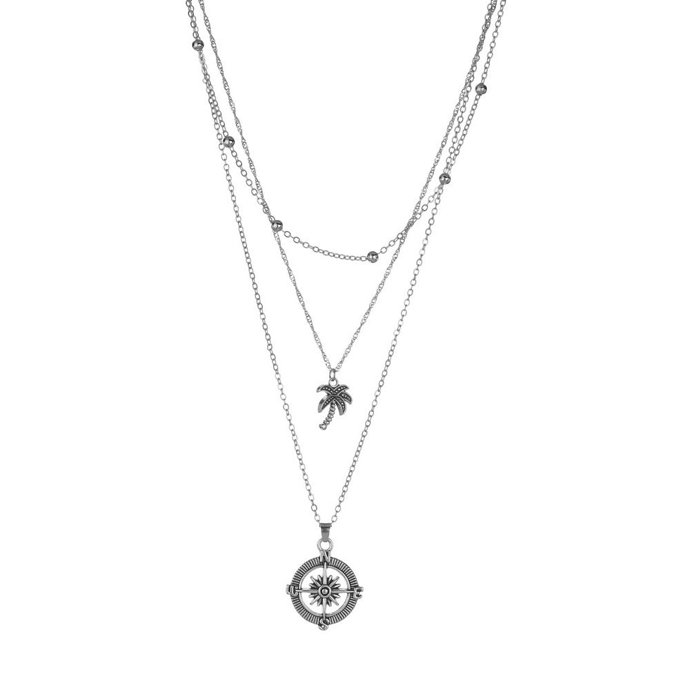 New Women's Cross Disc Coconut Multi-layer Necklace