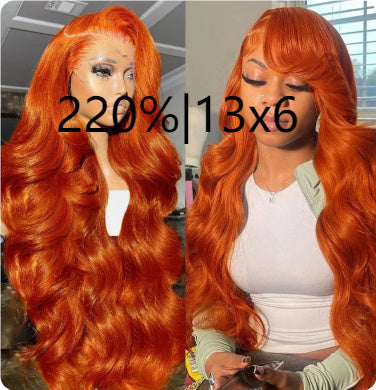 Long Curly Hair Fluffy Curly Hair Orange Big Wave Real Hair Headband For Women