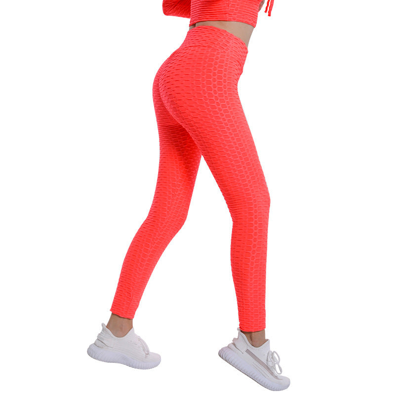 Bubble Yoga Pants Jacquard High Elastic Sports Gym Pants