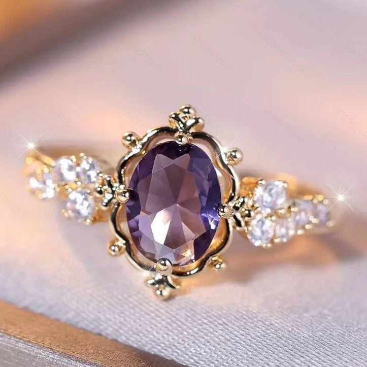 Fashion Copper Inlaid Zircon Light Luxury Ring