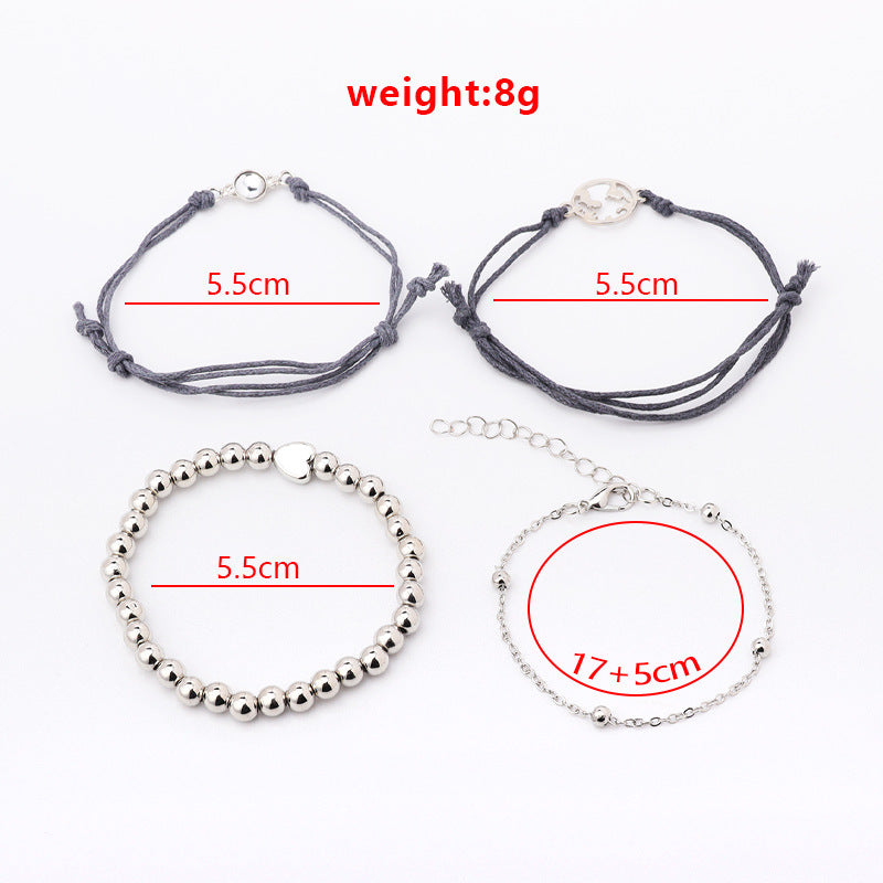 Map Opal Beads Peach Heart Chain Bracelet Four-piece Set