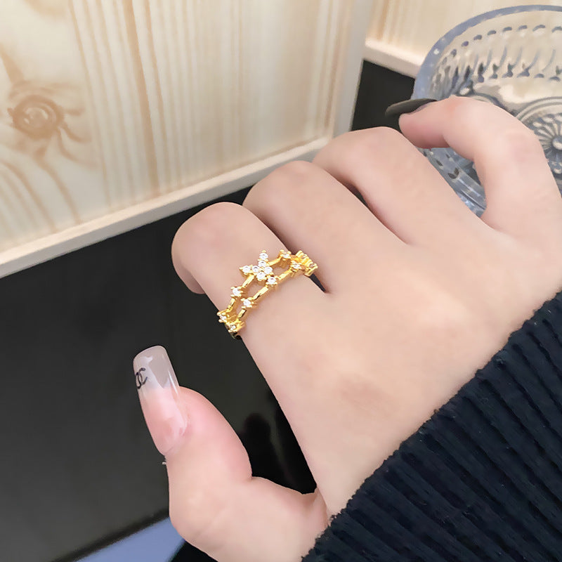 New Chinese Gold Series Retro Compact Open Ring