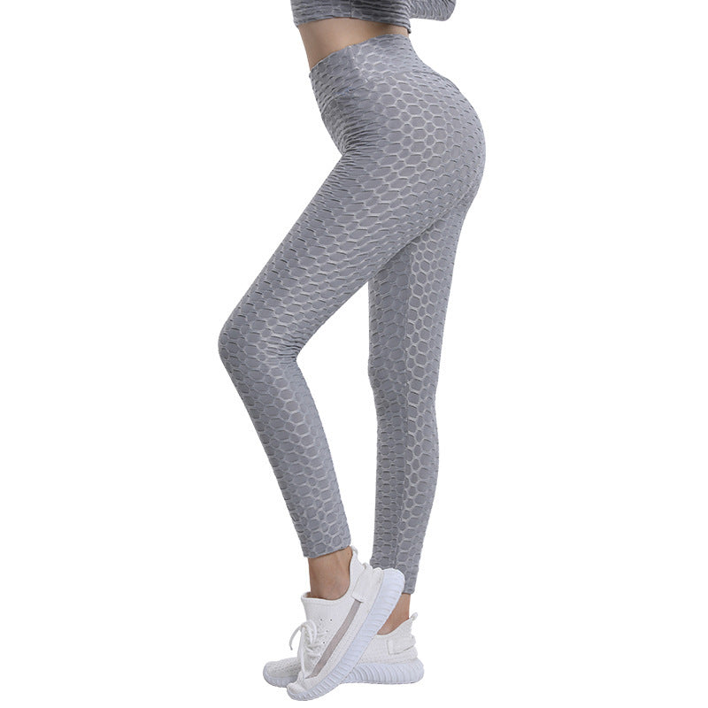Bubble Yoga Pants Jacquard High Elastic Sports Gym Pants