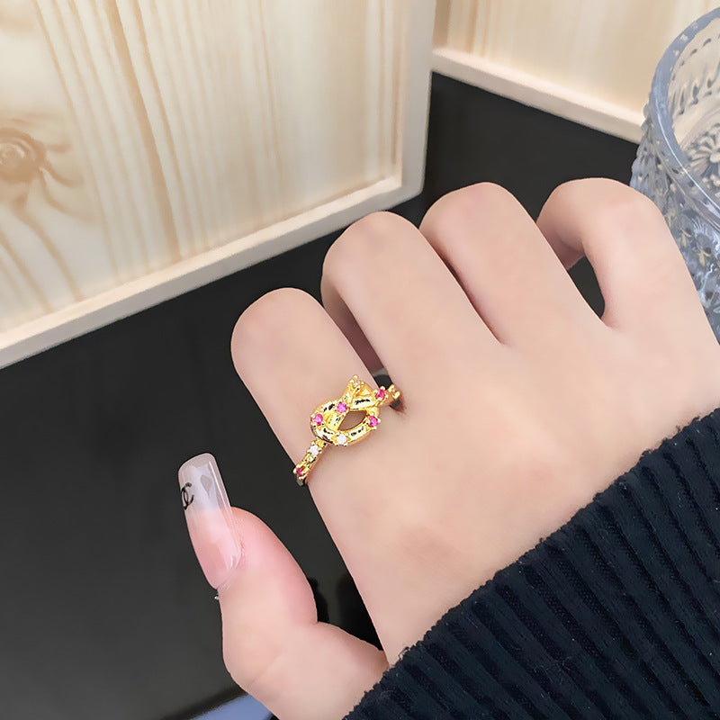 New Chinese Gold Series Retro Compact Open Ring