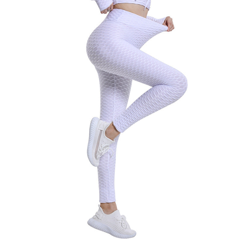 Bubble Yoga Pants Jacquard High Elastic Sports Gym Pants