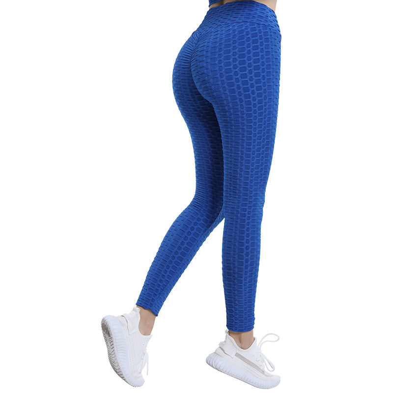 Bubble Yoga Pants Jacquard High Elastic Sports Gym Pants