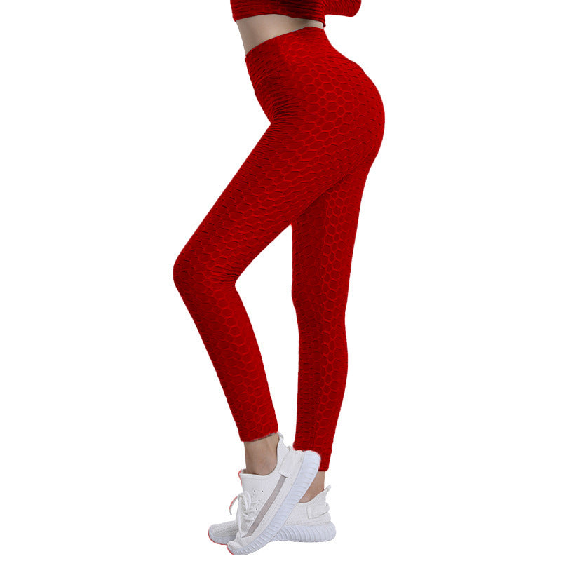 Bubble Yoga Pants Jacquard High Elastic Sports Gym Pants