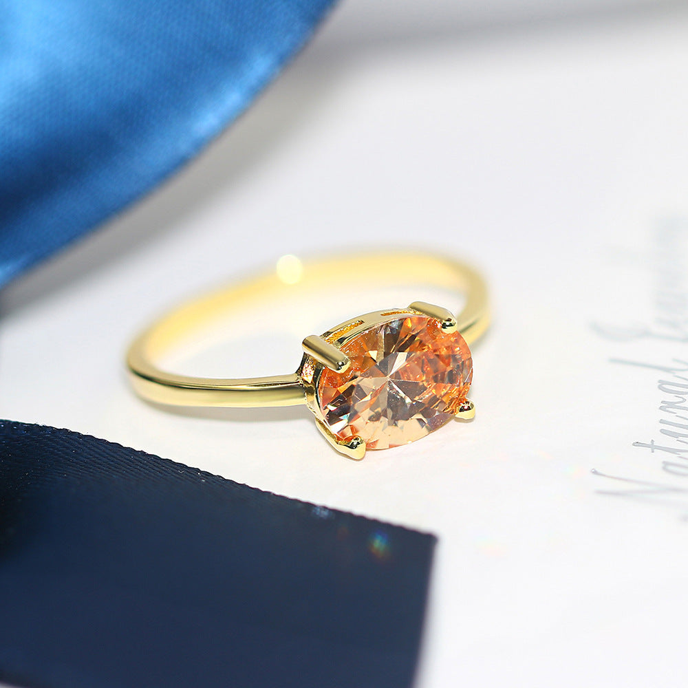 Women's Engagement Ring 3A Zircon Plated Real Gold