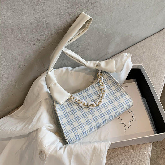 Summer plaid French shoulder bag