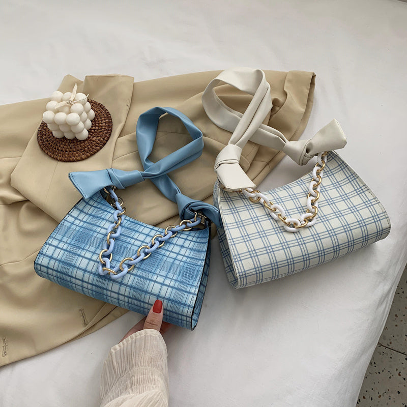 Summer plaid French shoulder bag