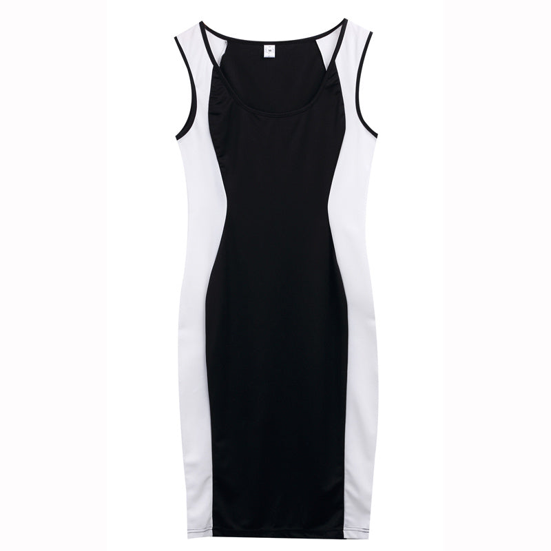 Black and white striped dress