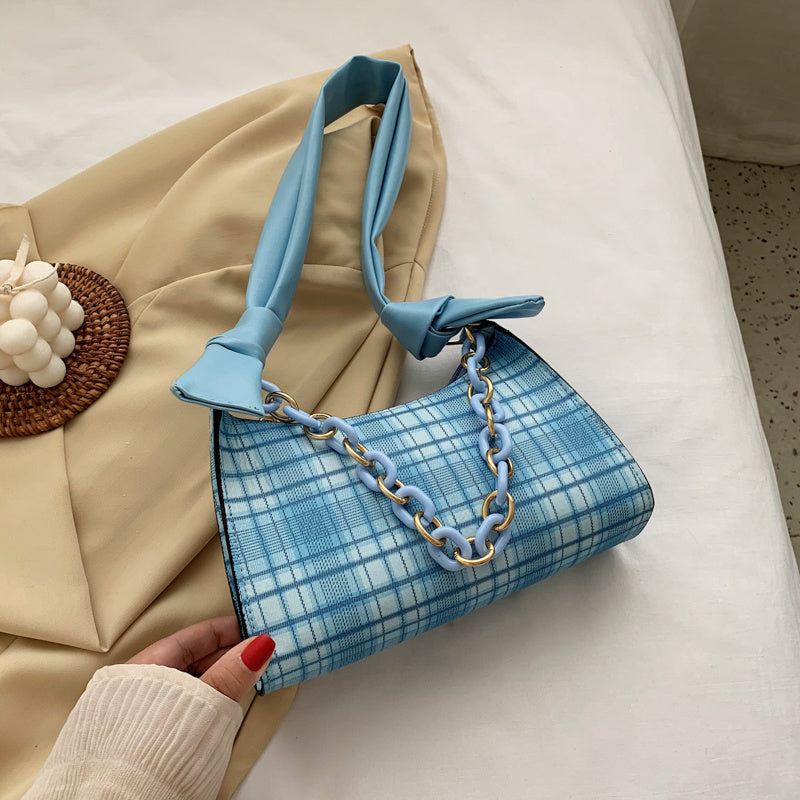 Summer plaid French shoulder bag