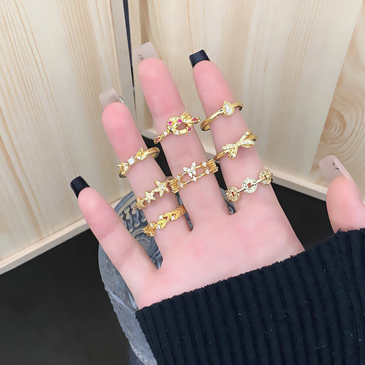 New Chinese Gold Series Retro Compact Open Ring