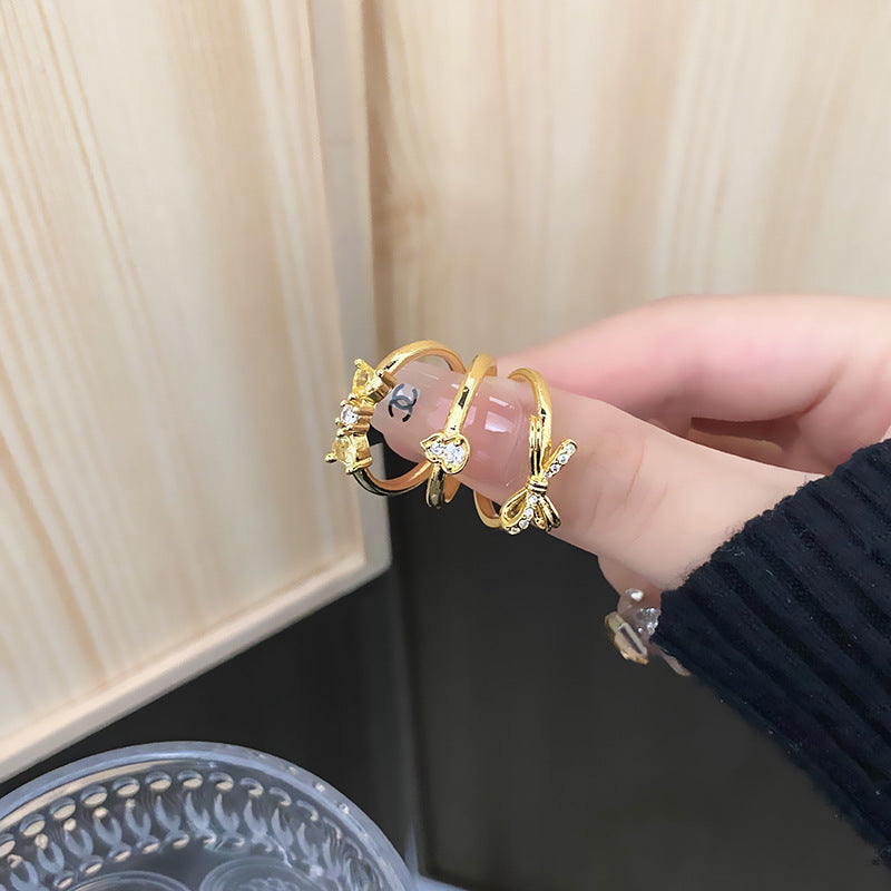 New Chinese Gold Series Retro Compact Open Ring