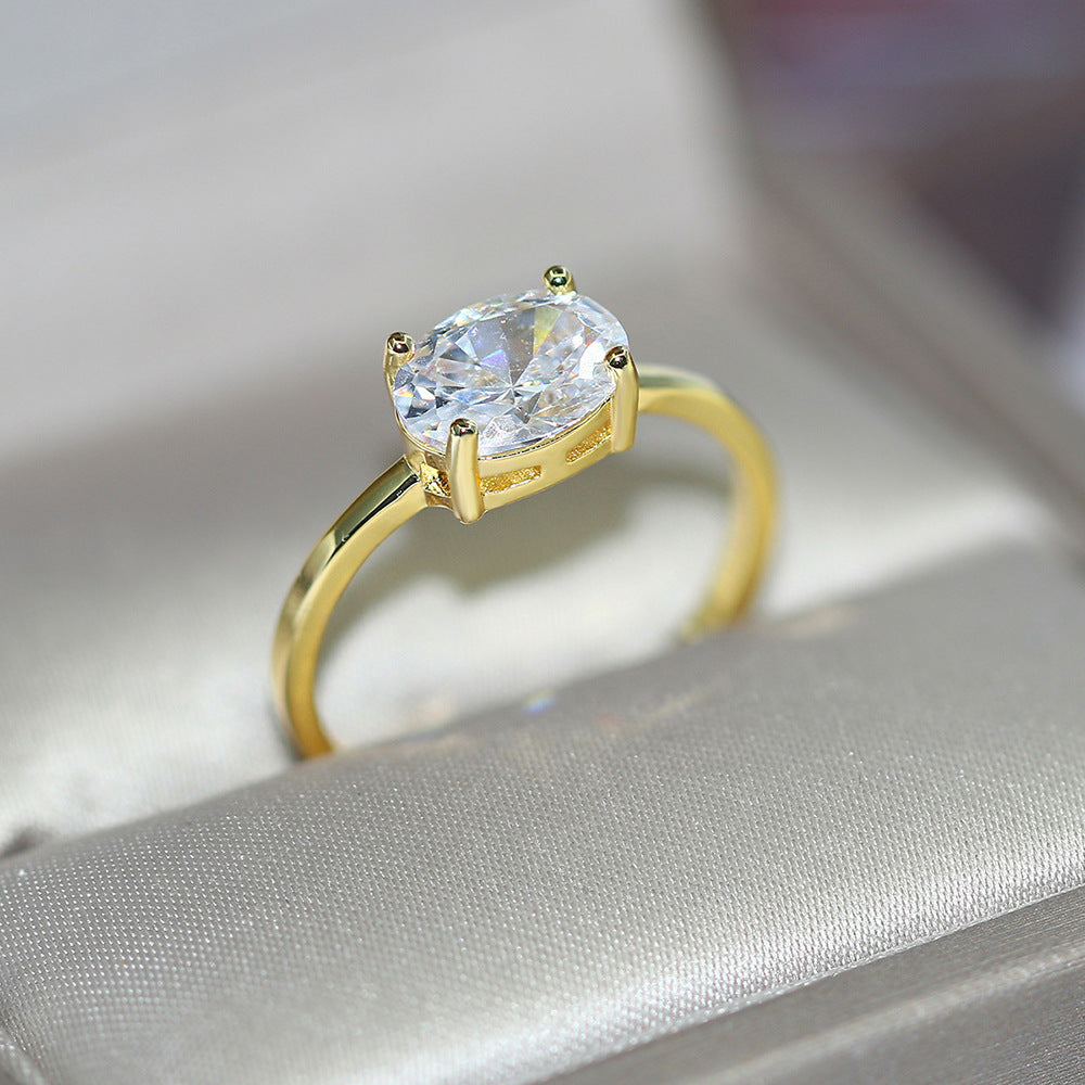 Women's Engagement Ring 3A Zircon Plated Real Gold