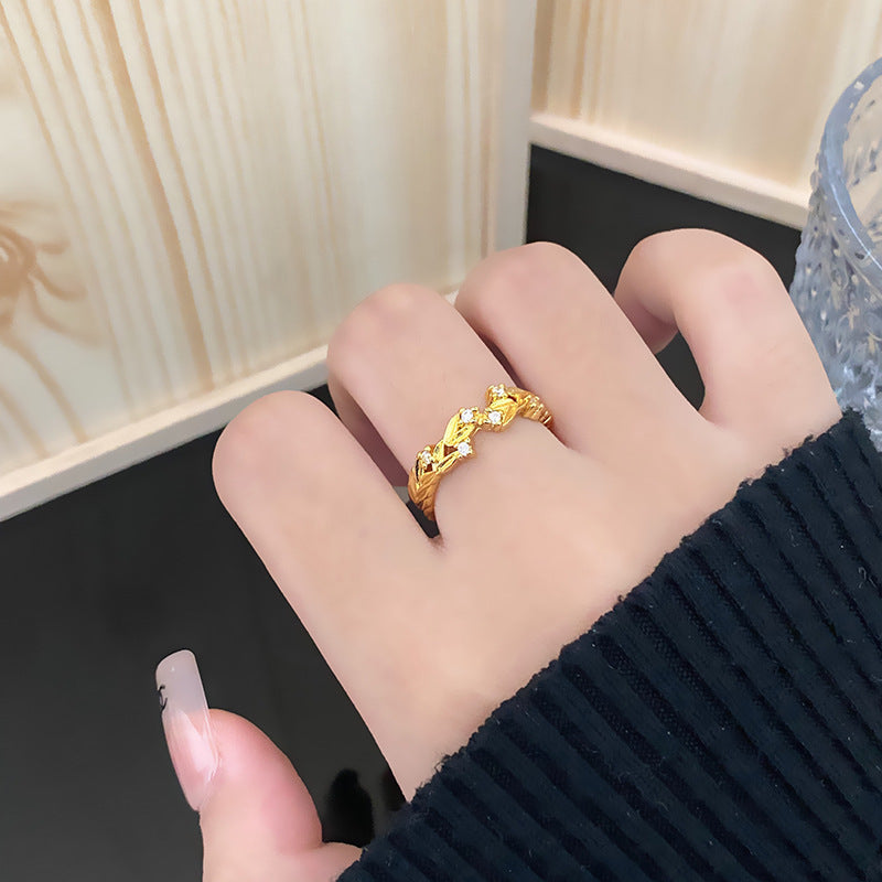 New Chinese Gold Series Retro Compact Open Ring