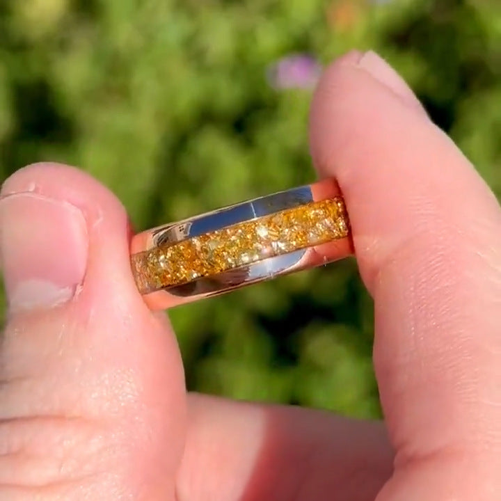 Stainless Steel Ring Advanced Rose Golden Crystal