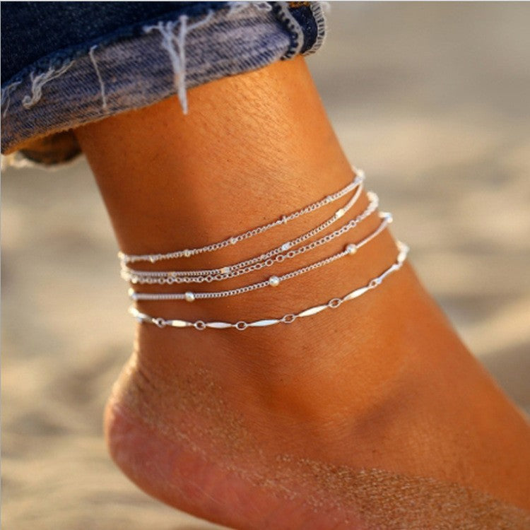 European And American Stylish Women's Simple Personality Multi-layer Anklet Suit