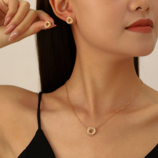 Simple Fashion In Europe And America Circle Twist Ear Stud Necklace Suit Female