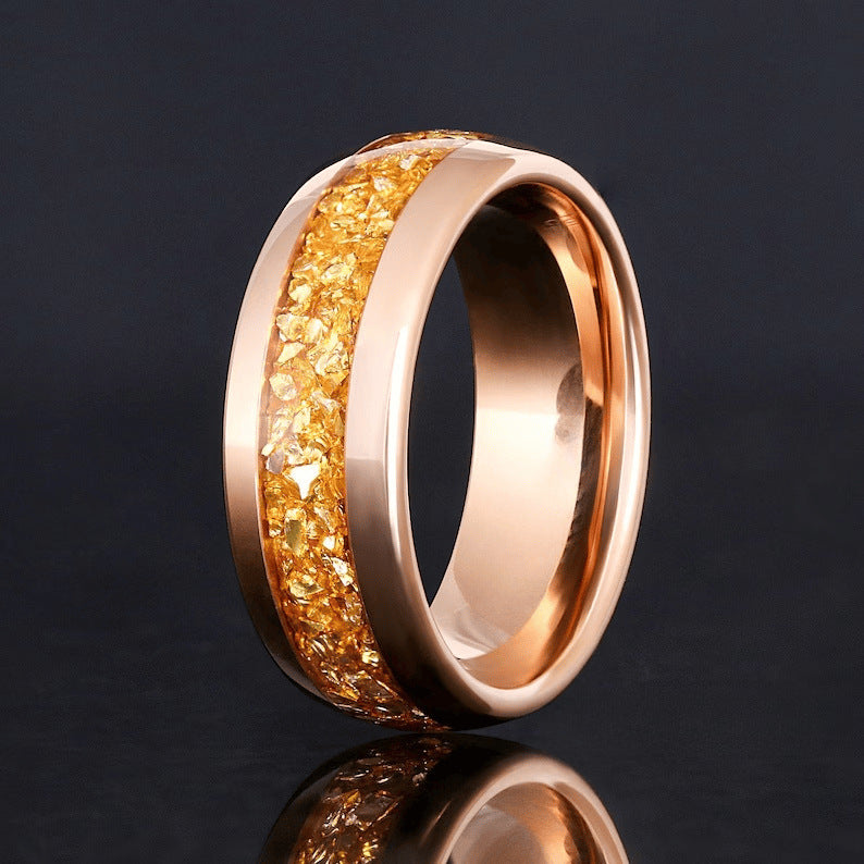 Stainless Steel Ring Advanced Rose Golden Crystal