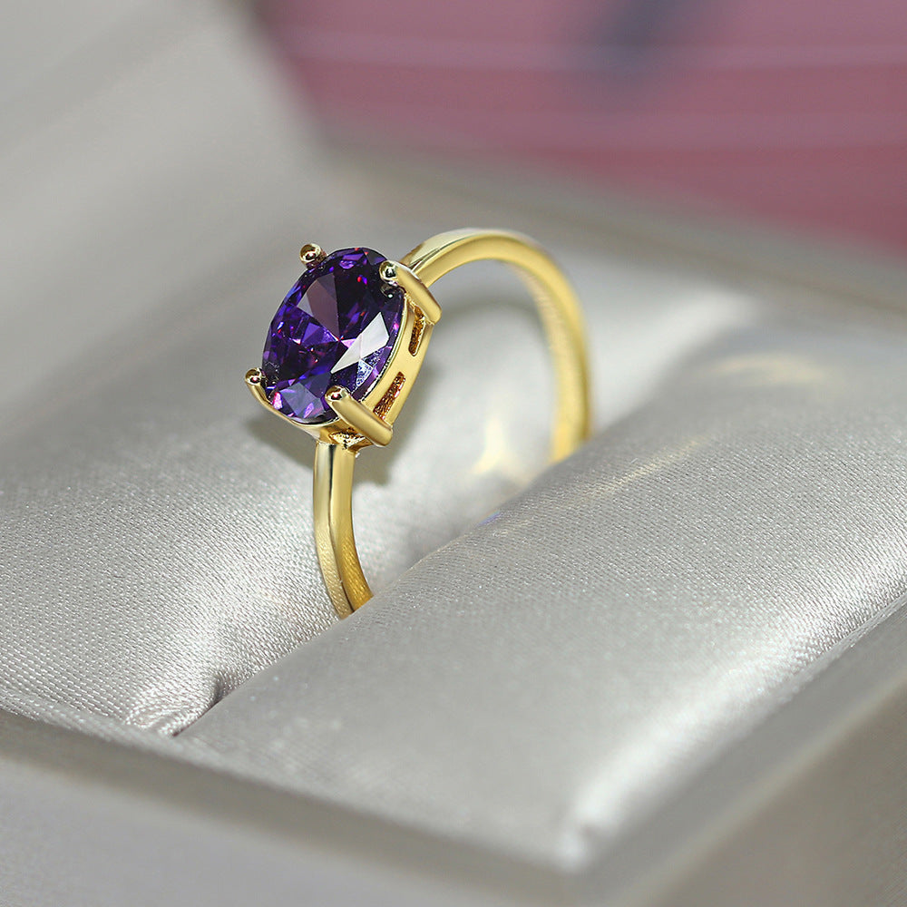 Women's Engagement Ring 3A Zircon Plated Real Gold