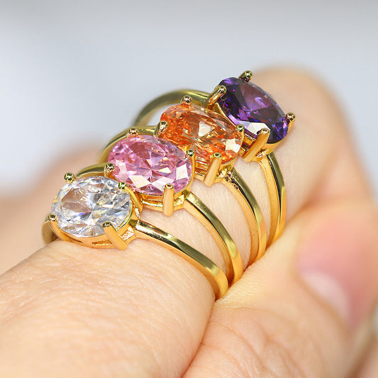 Women's Engagement Ring 3A Zircon Plated Real Gold