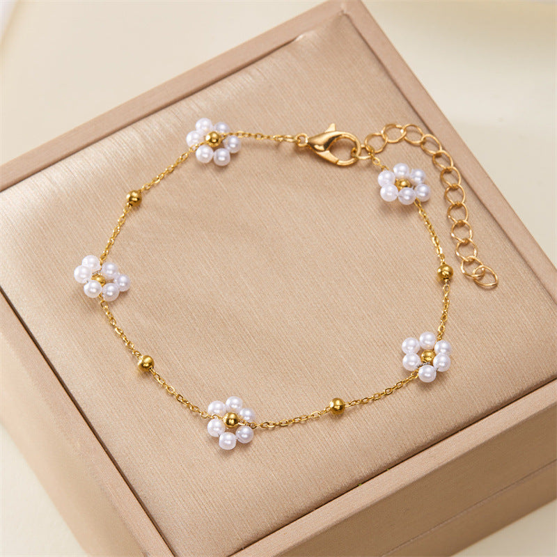 Women's Korean-style Fresh Flower Pearl Bracelet