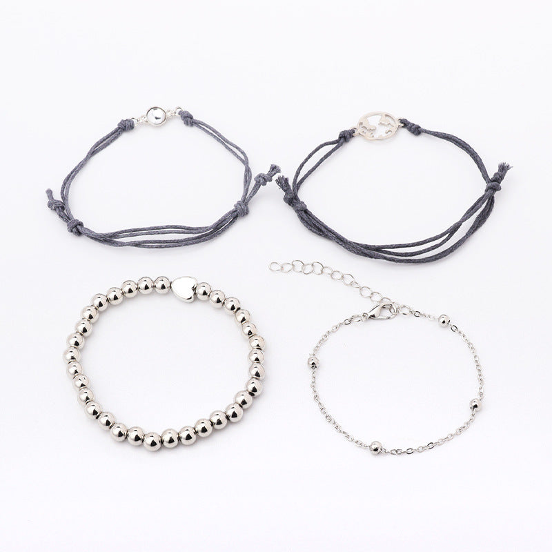 Map Opal Beads Peach Heart Chain Bracelet Four-piece Set