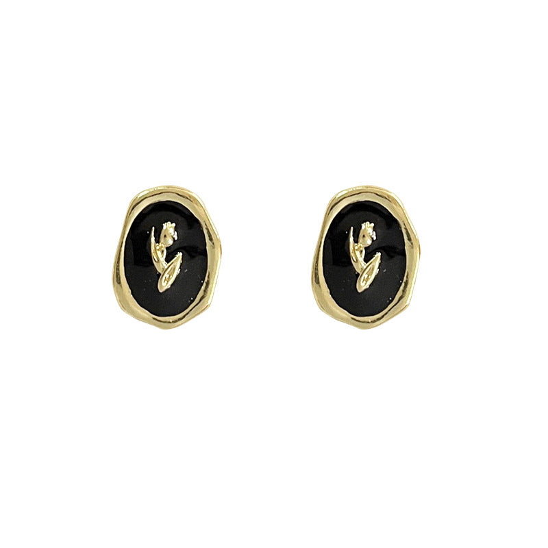 Sterling Silver Needle French Retro High-grade Earrings