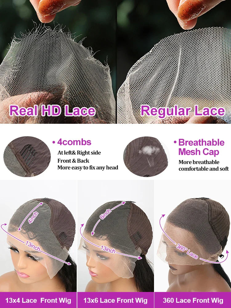 30 40 Inch Loose Deep Wave 13x6 HD Lace Frontal Human Hair Wig Brazilian 13x4 Curly Human Hair Lace Front Wigs Pre Plucked 250%