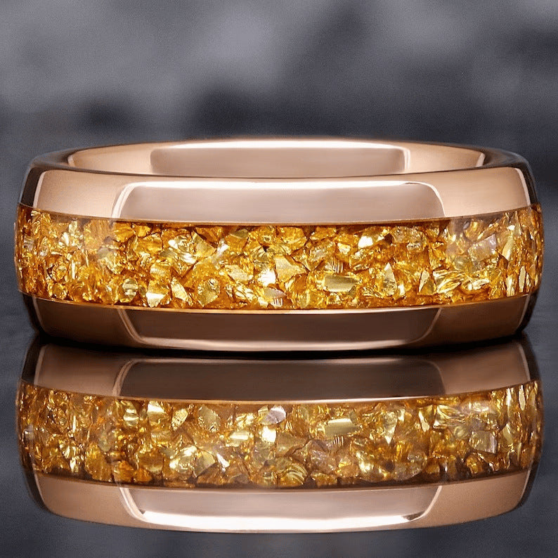 Stainless Steel Ring Advanced Rose Golden Crystal