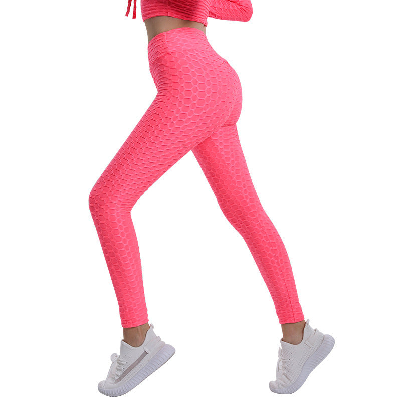 Bubble Yoga Pants Jacquard High Elastic Sports Gym Pants