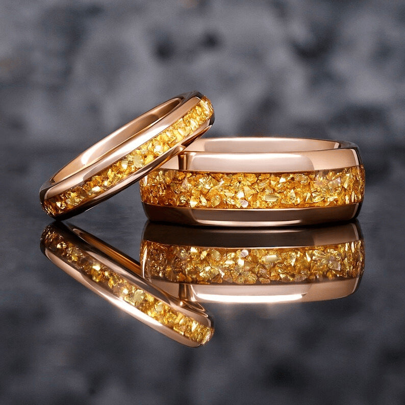 Stainless Steel Ring Advanced Rose Golden Crystal