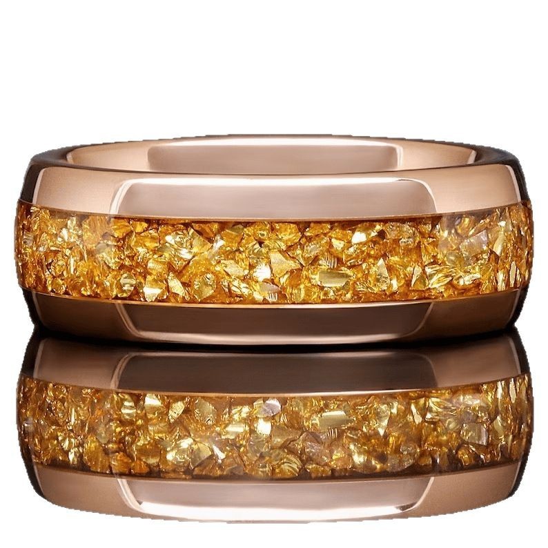 Stainless Steel Ring Advanced Rose Golden Crystal
