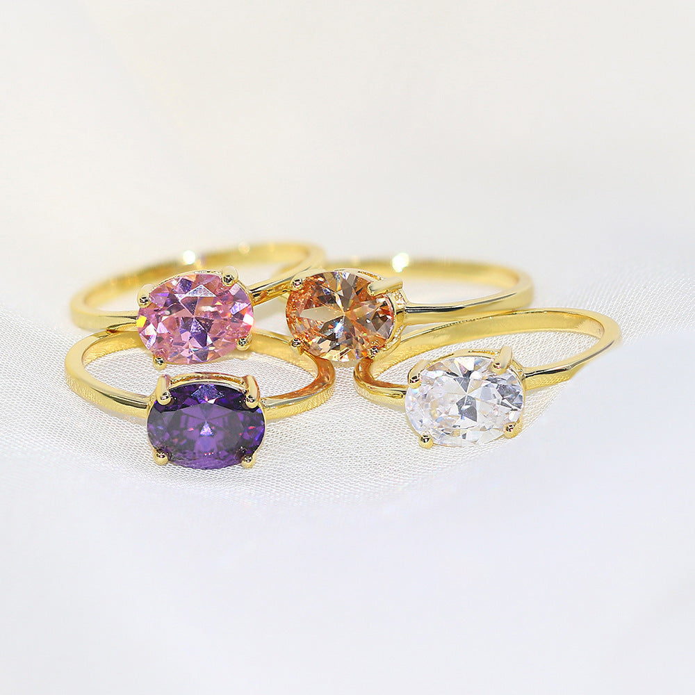 Women's Engagement Ring 3A Zircon Plated Real Gold