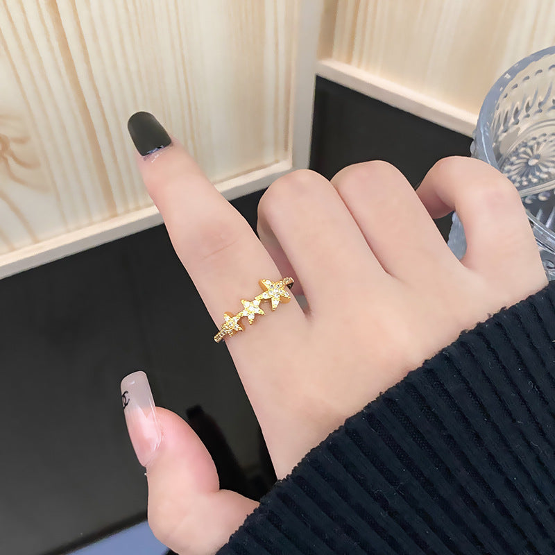 New Chinese Gold Series Retro Compact Open Ring