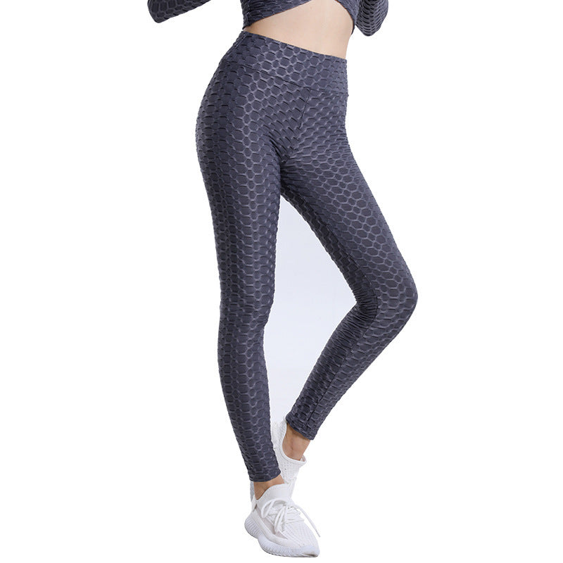 Bubble Yoga Pants Jacquard High Elastic Sports Gym Pants