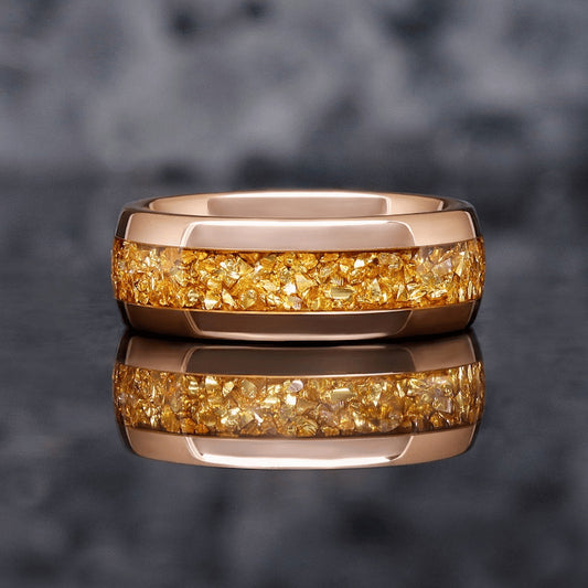 Stainless Steel Ring Advanced Rose Golden Crystal